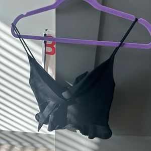 Zara Black Tie Front Tank Top